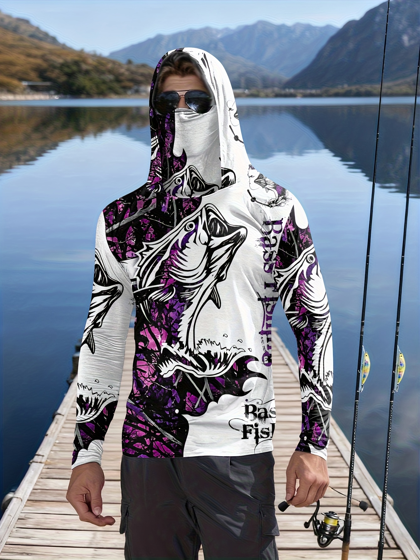Hunting & Outdoor Supplies - Camiseta com capuz para pesca masculina,