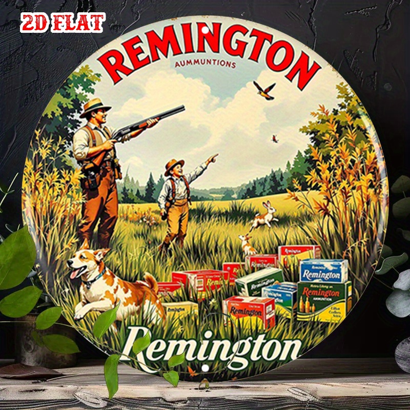 Outdoor Hunting Dogs - Placa de Metal Redonda Plana 2D