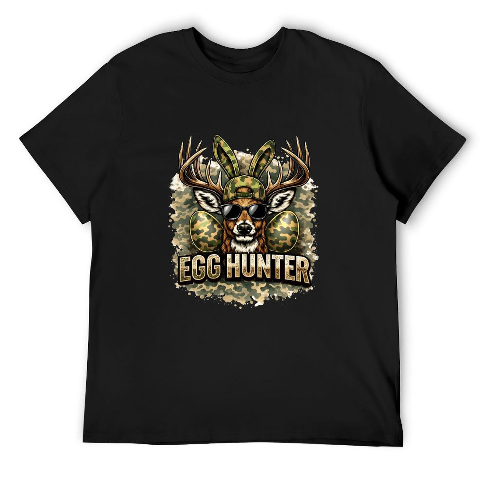 Hunting Outdoor Apparel - Camiseta Preta Camuflada para Caça de