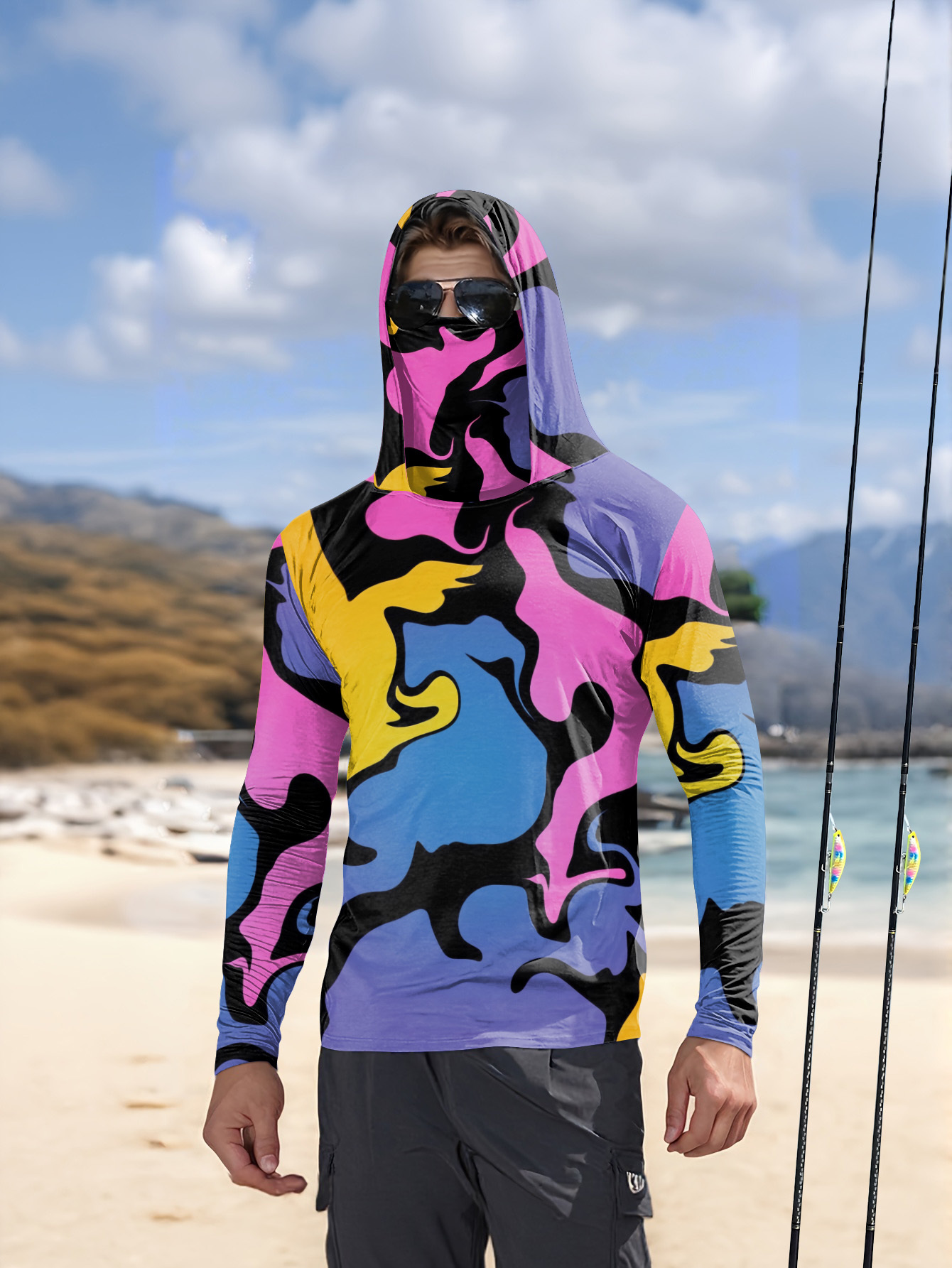 Hunting & Outdoor Supplies - Camiseta de pesca com capuz masculina,
