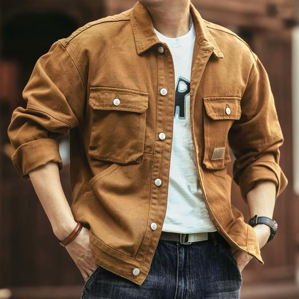 Hunting Outdoor Brands - Jaqueta Jeans Americana Retrô Masculina Solta