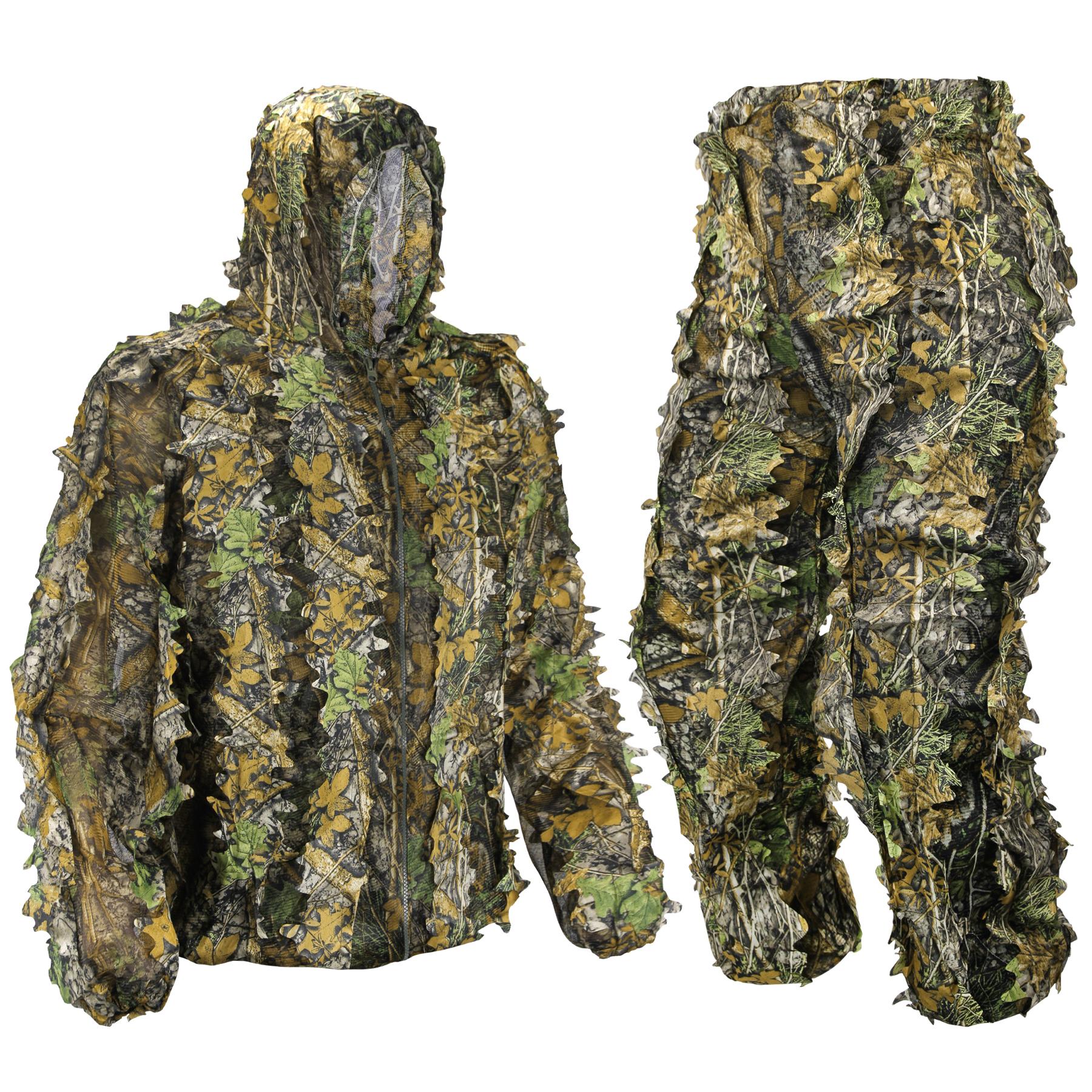 Hunting Outdoor Apparel - Traje Ghillie Biônico 3D com Folhas,