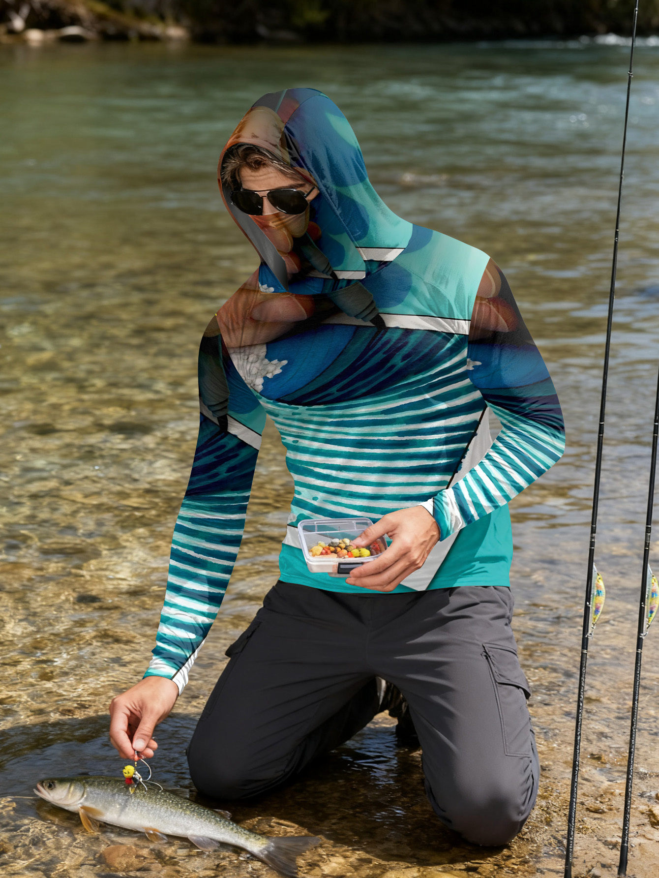 Camiseta de pesca com capuz ma - Hunting & Outdoor Supplies avaliação e preço