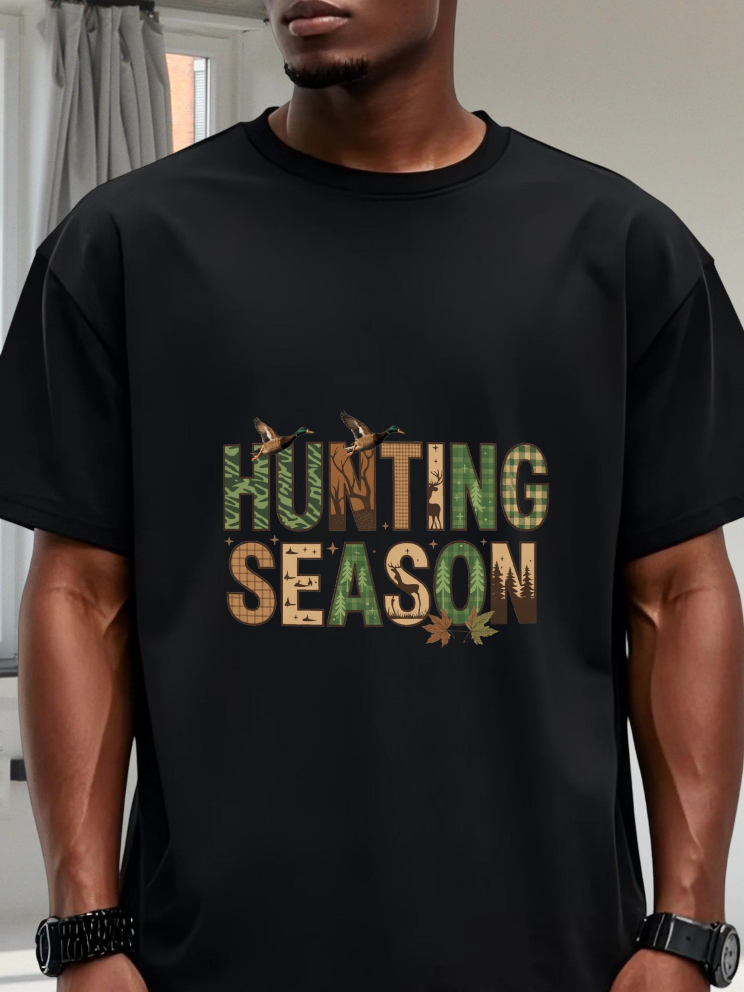 Camiseta de algodão preta camu - Hunting Outdoor Day avaliação e preço