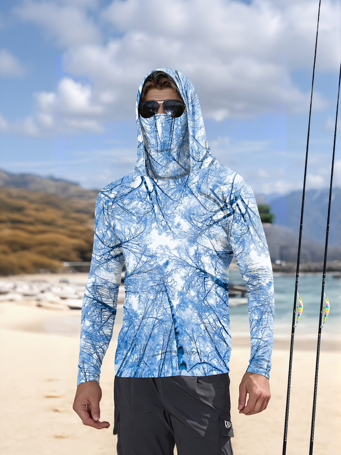 Camiseta de pesca com capuz ma - Hunting & Outdoor Supplies avaliação e preço